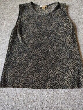 Vintage Plisse Women's M Sleeveless Scoop Knit Stretch Tank